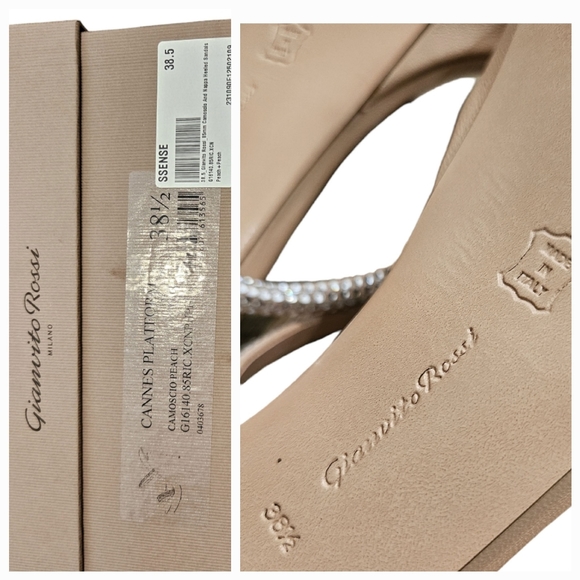 GIANVITO ROSSI Pink/Nude Cannes Platform Heeled Sandals Size 38.5 NIB - Picture 12 of 13